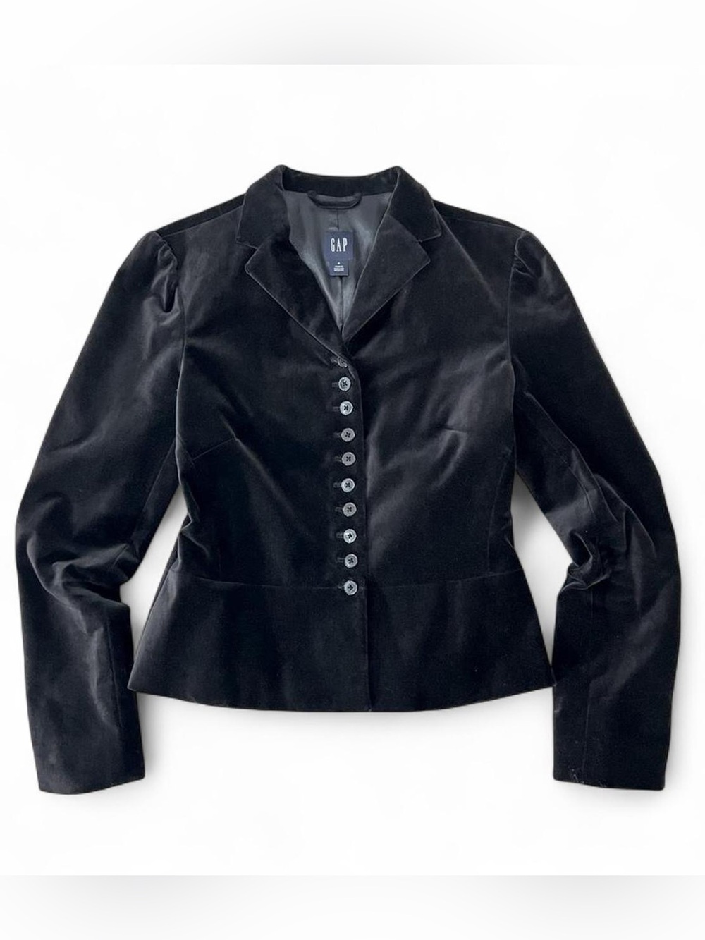 GAP Women's Black Velvet Fitted Button Jacket